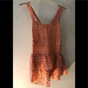 Banana Republic Peplum Tank Top, Size S , Orange and Cream Tank Top